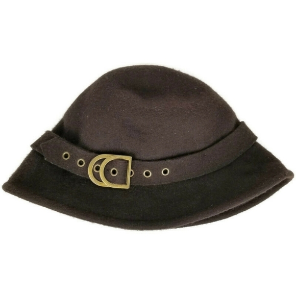 Target 100% Wool Cloche Hat Brown Bucket Evening Wedding Retro 20's Womens OS - Picture 6 of 7